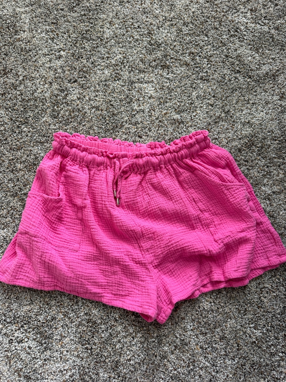 Hot Pink Drawstring Casual Shorts